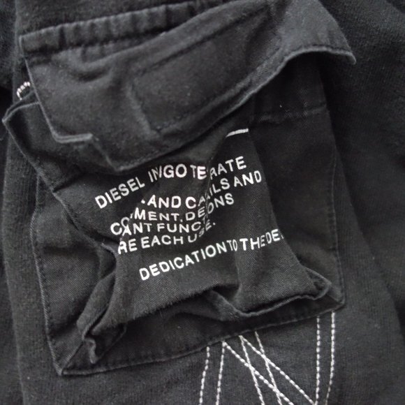 Diesel Indigo Tech Black Made in Turkey w/ Velcro Pocket Sweatshirt Size S - Picture 8 of 13
